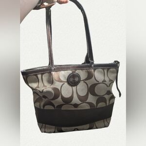 Beige and Brown COACH Purse; Gently Used/ LIKE NEW